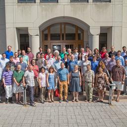AofA 2017 workshop in Princeton, group photo 1, in front of the Department of Computer Science.
