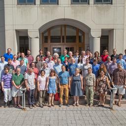 AofA 2017 workshop in Princeton, group photo 1, in front of the Department of Computer Science.