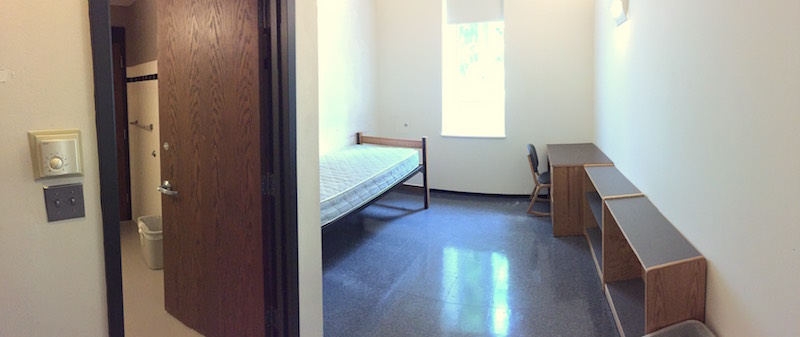 Dorm room, viewed from entrance